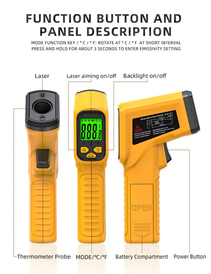 -50~530C Infrared Thermometer Professional 12:1 Digital IR-LCD Temperature Meter Non-contact Laser Thermometers Pyrometer