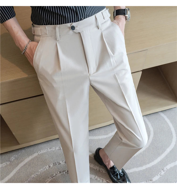 Men Dress Pants Trousers 2024 Autumn New British Style Straight Slim Fit formal Suit Pants Solid Casual Fashion Men Clothin