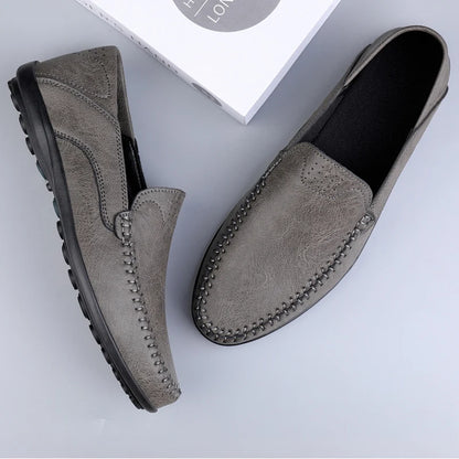 Men's casual leather shoes four seasons plus size soft sole comfort outdoor fashion youth business leather shoes driving shoes