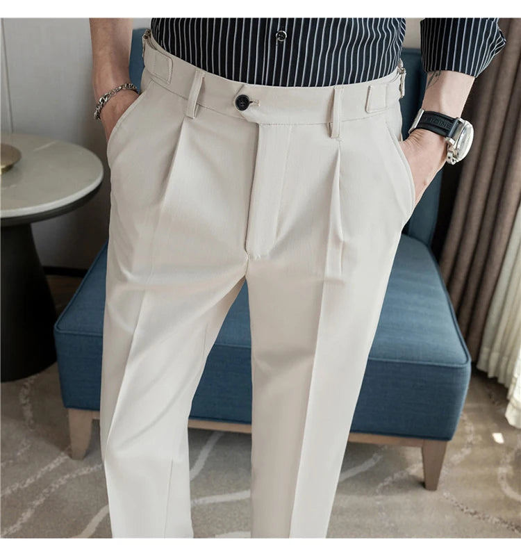 Men Dress Pants Trousers 2024 Autumn New British Style Straight Slim Fit formal Suit Pants Solid Casual Fashion Men Clothin