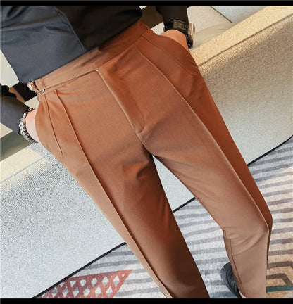 High Quality Men's Suit Pants Solid Color England Style Slim Fit Smart Casual Trousers Men Spring Autumn Fashion Suit Pants Man