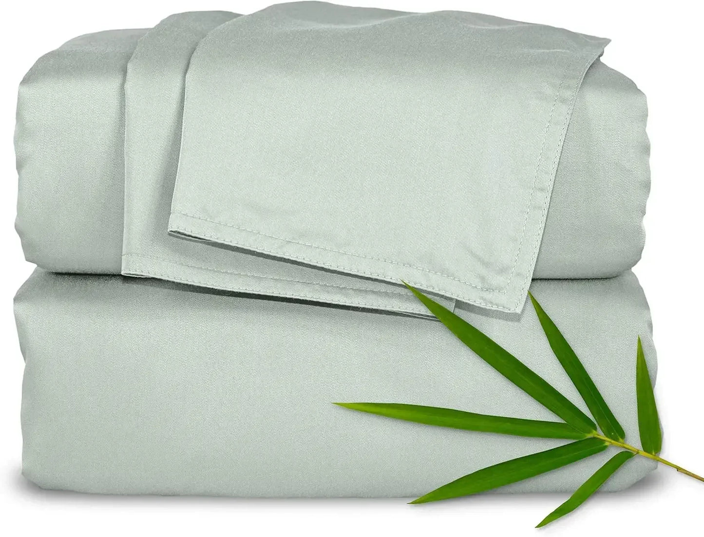 Genuine 100% Organic Viscose Derived from Bamboo Bed Sheet Set, Luxuriously Soft & Cooling, Double Stitching