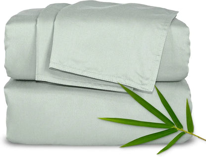 Genuine 100% Organic Viscose Derived from Bamboo Bed Sheet Set, Luxuriously Soft & Cooling, Double Stitching