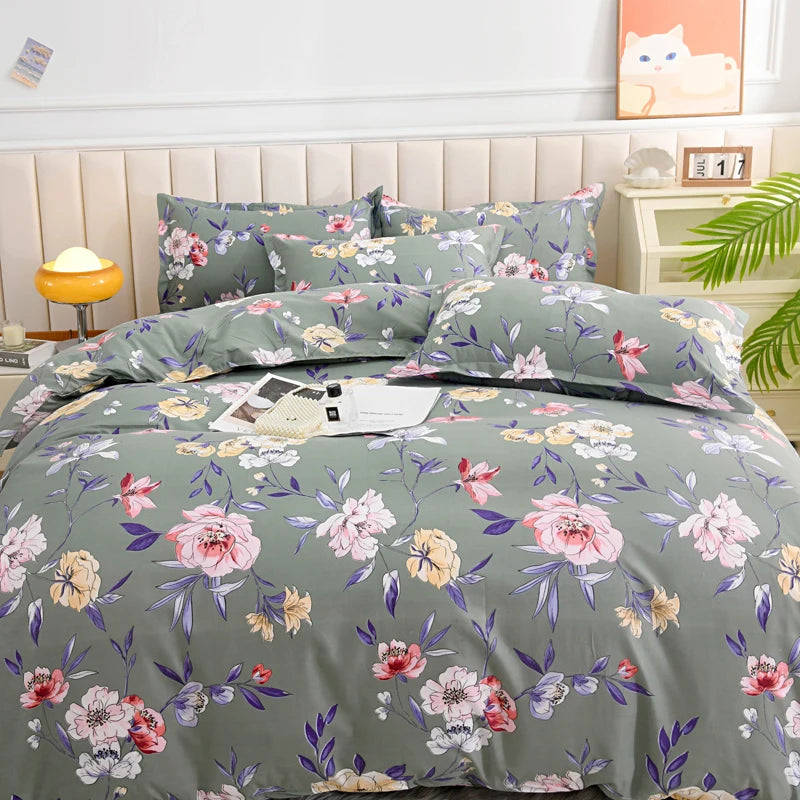 Solstice Bedding Set Duvet Cover Pillowcase Bed Linens Set Green Flowers Quilt Cover Beds Flat Sheet Twin Full Queen King Size