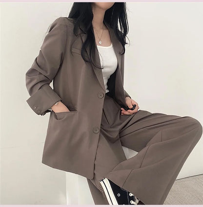 Fashion 2024 Spring and Autumn Small Suit Retro jacket slim 2-piece Set For Women Korean Style Casual Top and Pants Suit