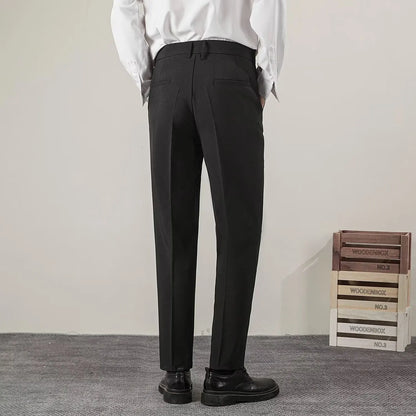 Summer Men's Solid Color Straight Casual Pants Fashion Classic Business Casual Male Brand Clothing Classic Slim Suit Trousers