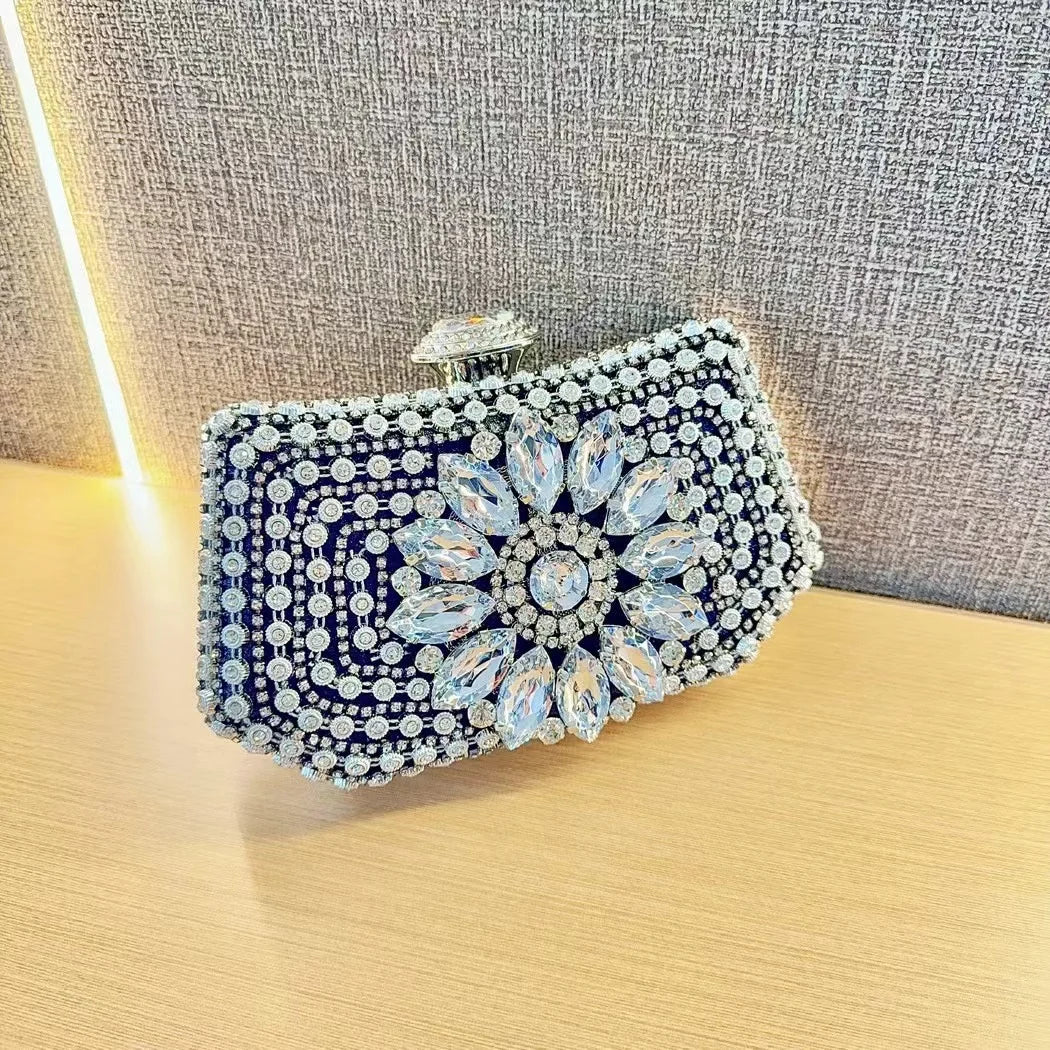 Women's Dinner Wedding Bag Studded Diamond Shoulder Crossbody Sequin Clutch Bag