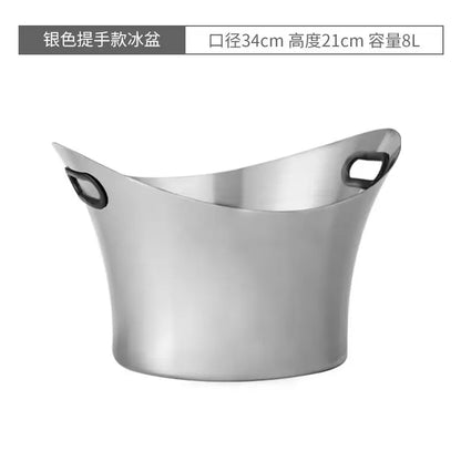 9L Ice Champagne Bucket 304 Stainless Steel Cooling Whisky Wine Beer Storage Basin Bowl Bar Accessories for Party