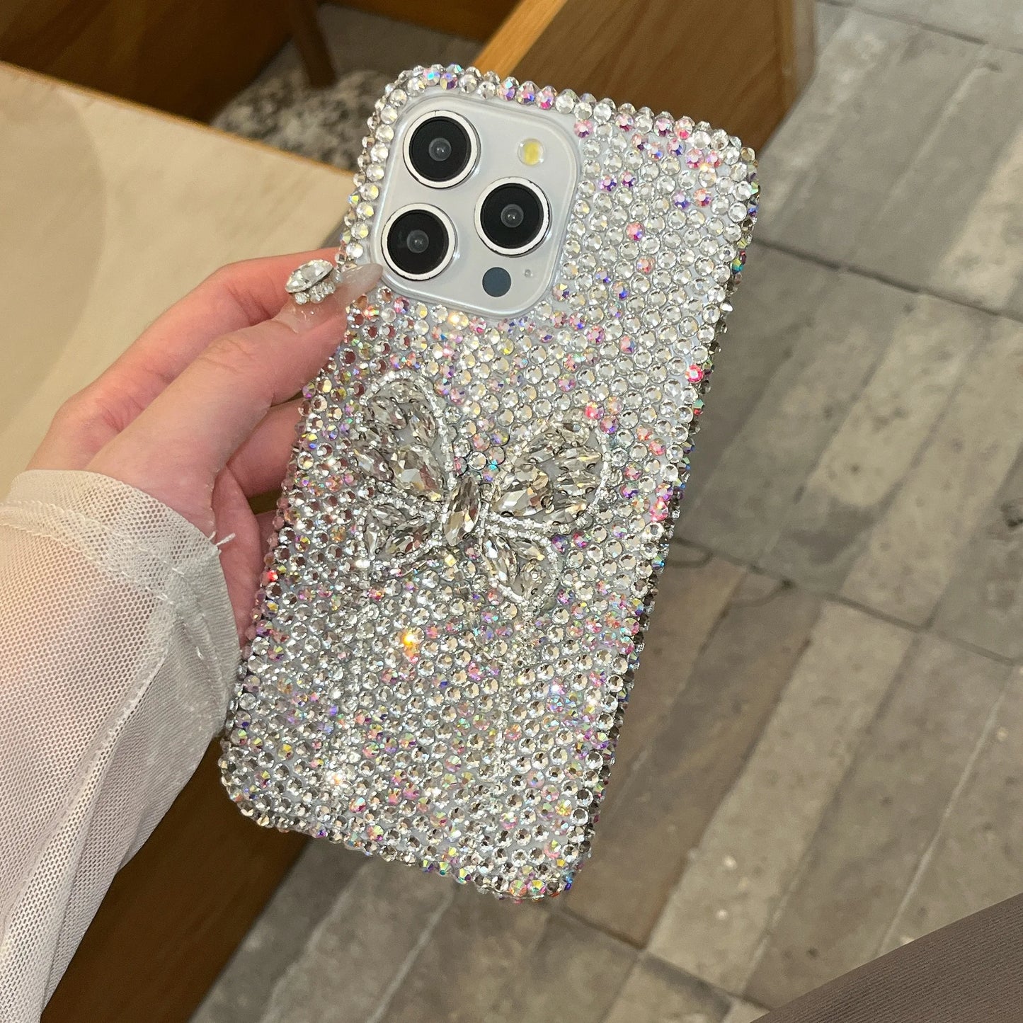 Luxury Diamond Glitter Bowknot Case for iPhone 15 Pro Max 3D Bling Rhinestones Shiny Phone Cover for iPhone 16 14 Plus 11 12 Pro