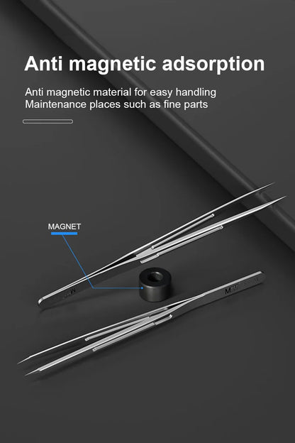 MaAnt SS-A SS-A1 SS-J Stainless Steel Tweezers for Phone Repair Universal Non-magnetic High Precision Jump Wire Clips