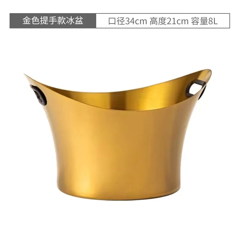 9L Ice Champagne Bucket 304 Stainless Steel Cooling Whisky Wine Beer Storage Basin Bowl Bar Accessories for Party