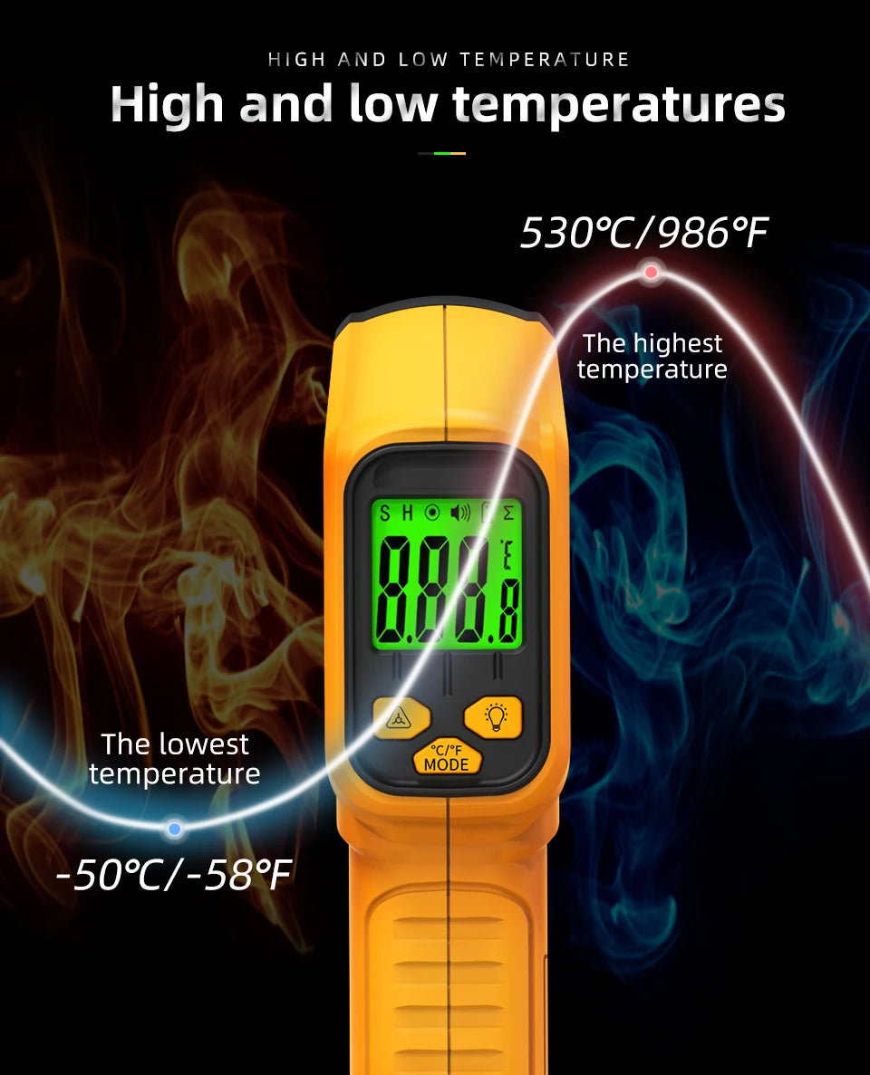 -50~530C Infrared Thermometer Professional 12:1 Digital IR-LCD Temperature Meter Non-contact Laser Thermometers Pyrometer