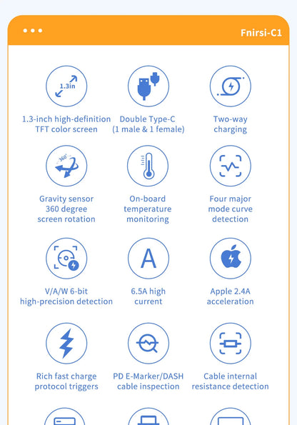 FNIRSI-C1 USB Tester Voltmeter Ammeter Type-C PD Trigger Fast Charging Test Type-C Meter Power Bank tester With PC Software