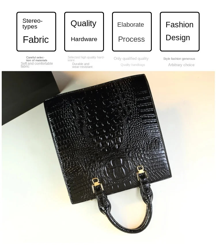 Luxury New Fashion Leather Women Handbags Crocodile Print Middle-aged Lady Mom Bag Leather Woman Bag Single Shoulder Tote Bags