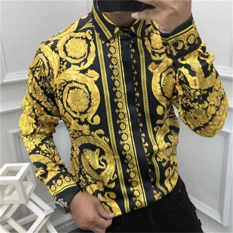 2024 Men's Royal Lion HD Pattern Christmas Shirt Formal Party Shirt High Quality Fabric Blue Purple Green Red Outdoor Street