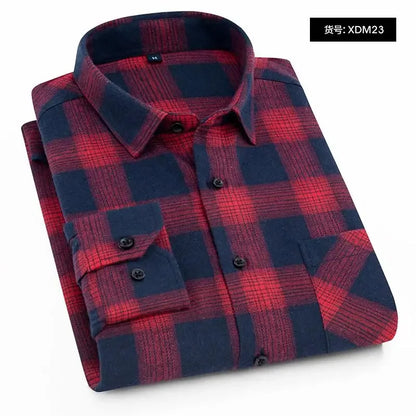 2025 New Men Flannel Plaid Shirt Soft Comfort Slim Fit Styles Brand For Man Cotton Spring Autumn Casual Long Sleeve Shirts