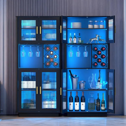 LED Wine Bar Cabinets with Removable Wine Rack, Bar Cabinets for Liquor with Light Motion Sensor, Kitchen Cabinet Storage