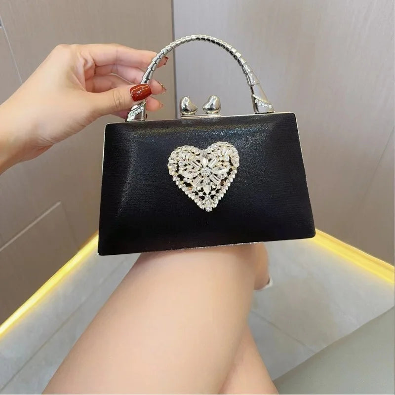 Women's Dinner Wedding Bag Studded Diamond Shoulder Crossbody Sequin Clutch Bag