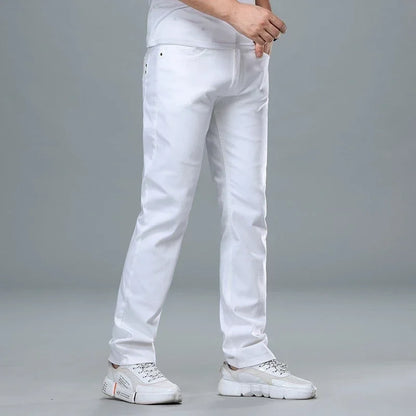 For Four Seasons White Men Jeans Fashion Casual Classic Style Slim Comfortable Denim Trousers Male Brand Advanced Stretch Pants