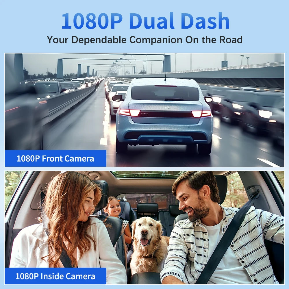 Caméra embarquée pour voitures FHD1080P Enregistreur de conduite Caméra de voiture DVR Vision nocturne Enregistreur vidéo Intégré Wi-Fi Tachographe Pièces automobiles