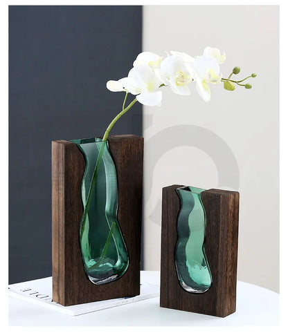 New Chinese Style Glass Vase Wholesale Decoration Home Accessories Living Room Entrance Hydroponic Flower Vase High-end Soft