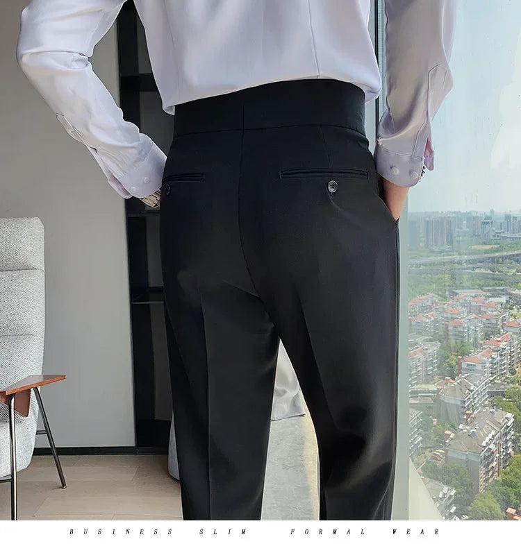 Men's Nine-Point Two-Piece Suit Pants Loose Fit Business Casual Straight Leg Lightweight Trousers Anti-Wrinkle Smooths Your Silh