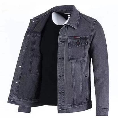 Men's Denim Jacket Padding Wool Male Jean Coats Elatic Black with Sheep Padded Warm Wide Shoulders One Piece Cheap Price Stylish