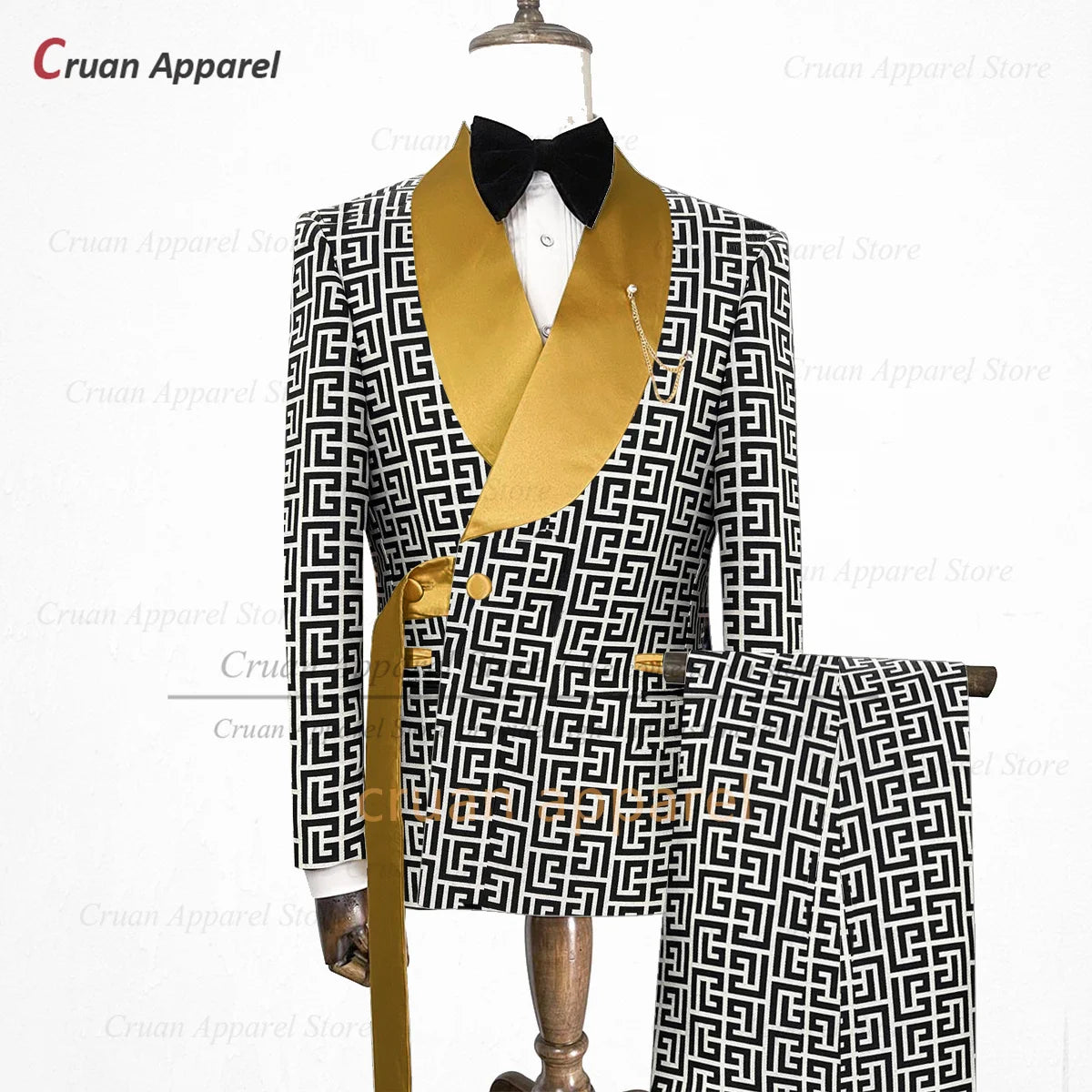 Luxury Men Suit Slim Fit Fashion Designs Plaid Pattern Printing Tuxedos for Men Custom Wedding Party Jacket Pants 2 Pieces Set