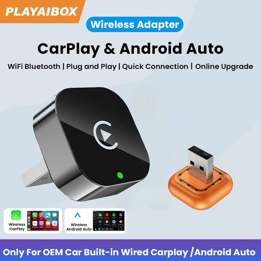Dongle CarPlay sans fil 2 en 1 et adaptateur sans fil Android Auto, WiFi 5Ghz type-c/USB Plug Play, mise à jour OTA CarPlay sans fil, 2026