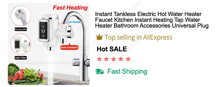 Instant Water Heater Shower 220V Bathroom Faucet Hot Water Heater 6000W Digital Display For Country House Cottage Hotel Kitchen