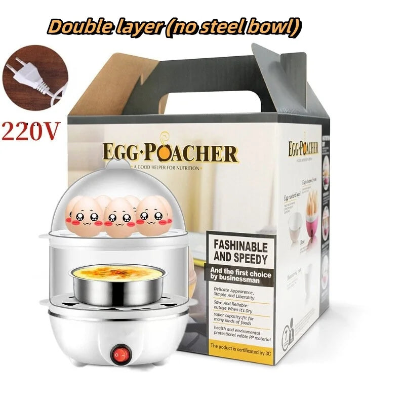 Electric egg cooker double layer egg cooker mini steamer egg cooker kitchen cooking breakfast machine new multi-function 220V