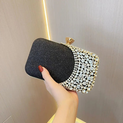 Women's Dinner Wedding Bag Studded Diamond Shoulder Crossbody Sequin Clutch Bag