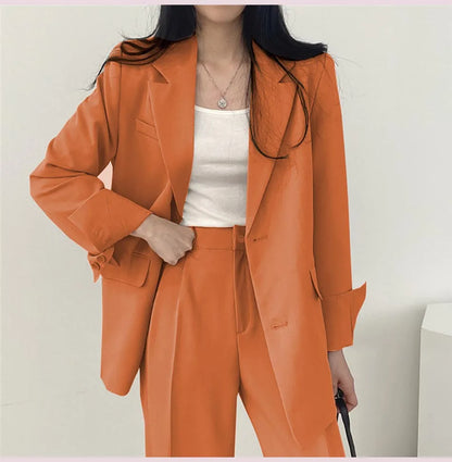 Fashion 2024 Spring and Autumn Small Suit Retro jacket slim 2-piece Set For Women Korean Style Casual Top and Pants Suit