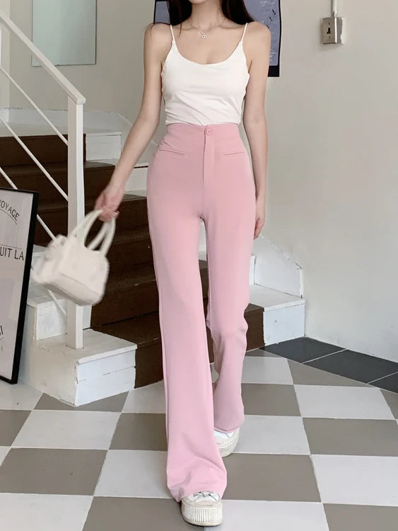 Jielur Spring New Tight High Waist Slim Women's Pants Solid Fashion Sweet Casual Pants Female Young Black Pink Basic Woman Pants