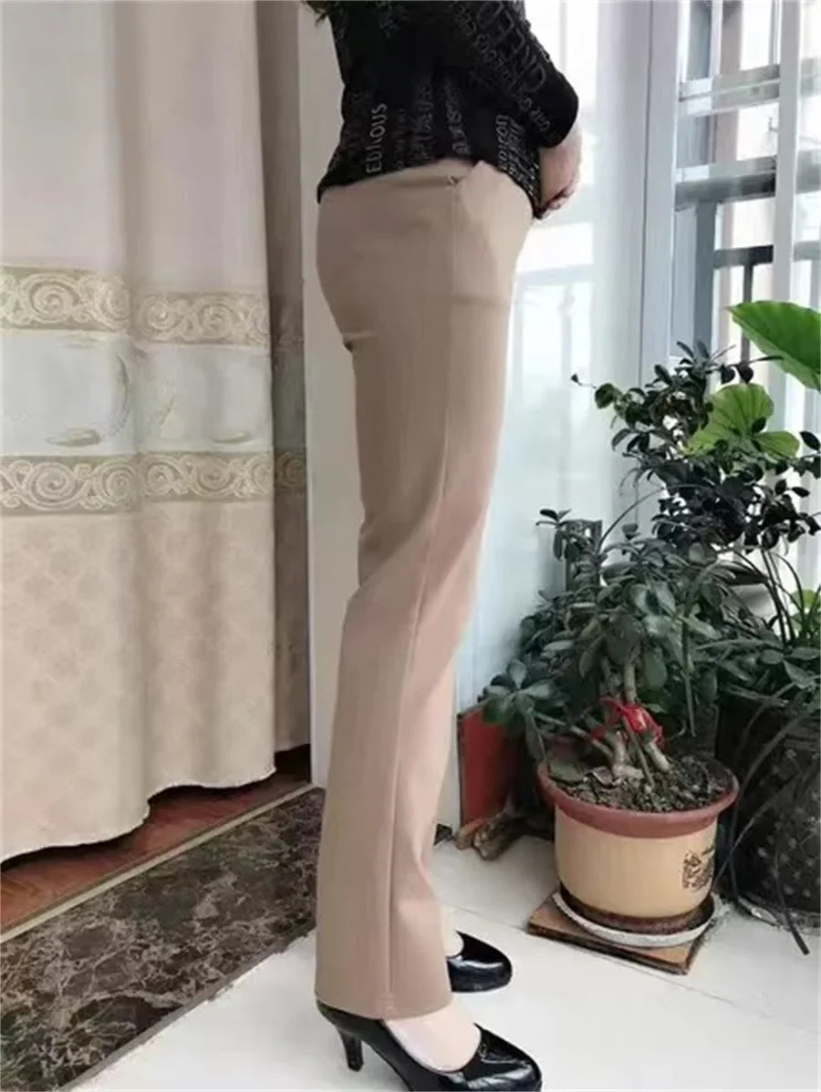 Office Flare Suits Pants High Waist Slim Casual Ol Strecth Pantalones Women New Elegant Straight Calcas Classic Formal Trousers