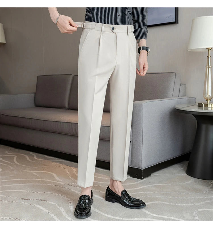 Men Dress Pants Trousers 2024 Autumn New British Style Straight Slim Fit formal Suit Pants Solid Casual Fashion Men Clothin