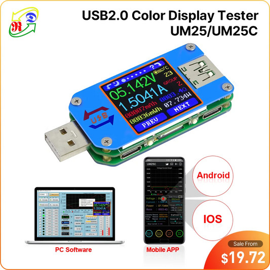 RD UM25 UM25C for APP USB 2.0 Type-C LCD Voltmeter ammeter voltage current meter battery charge usb Tester