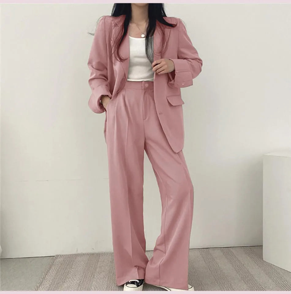 Fashion 2024 Spring and Autumn Small Suit Retro jacket slim 2-piece Set For Women Korean Style Casual Top and Pants Suit