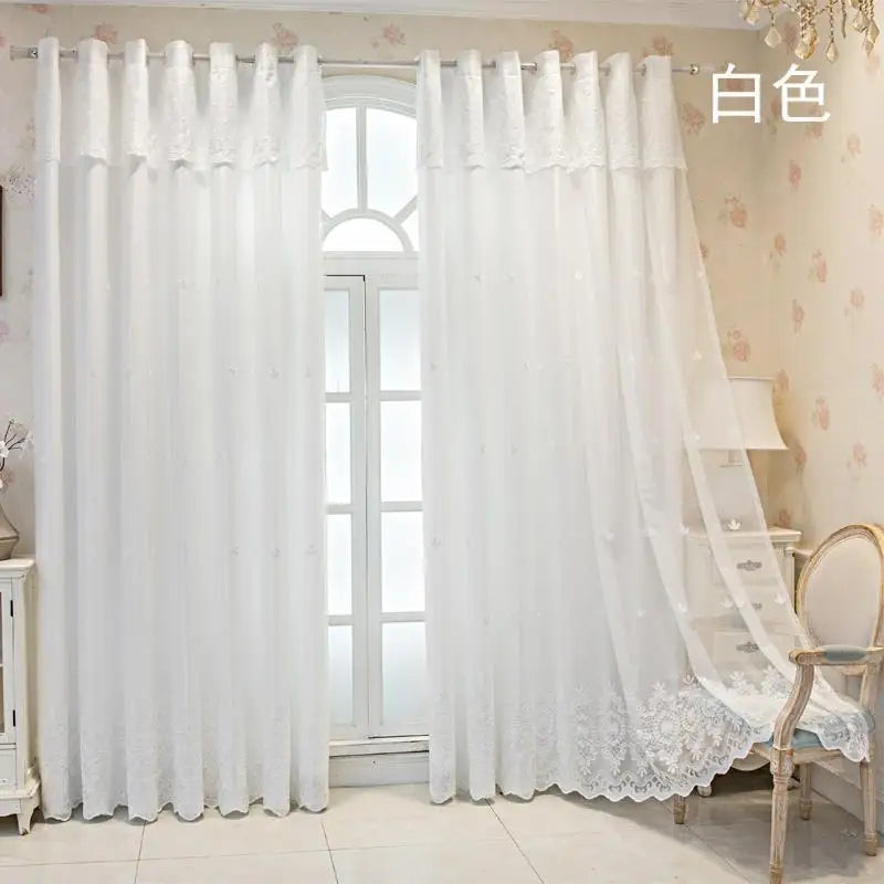 1 Panel 140cm Width Semi Blackout Curtain for Living Room Bedroom Girl Princess Style Double Layer Curtain