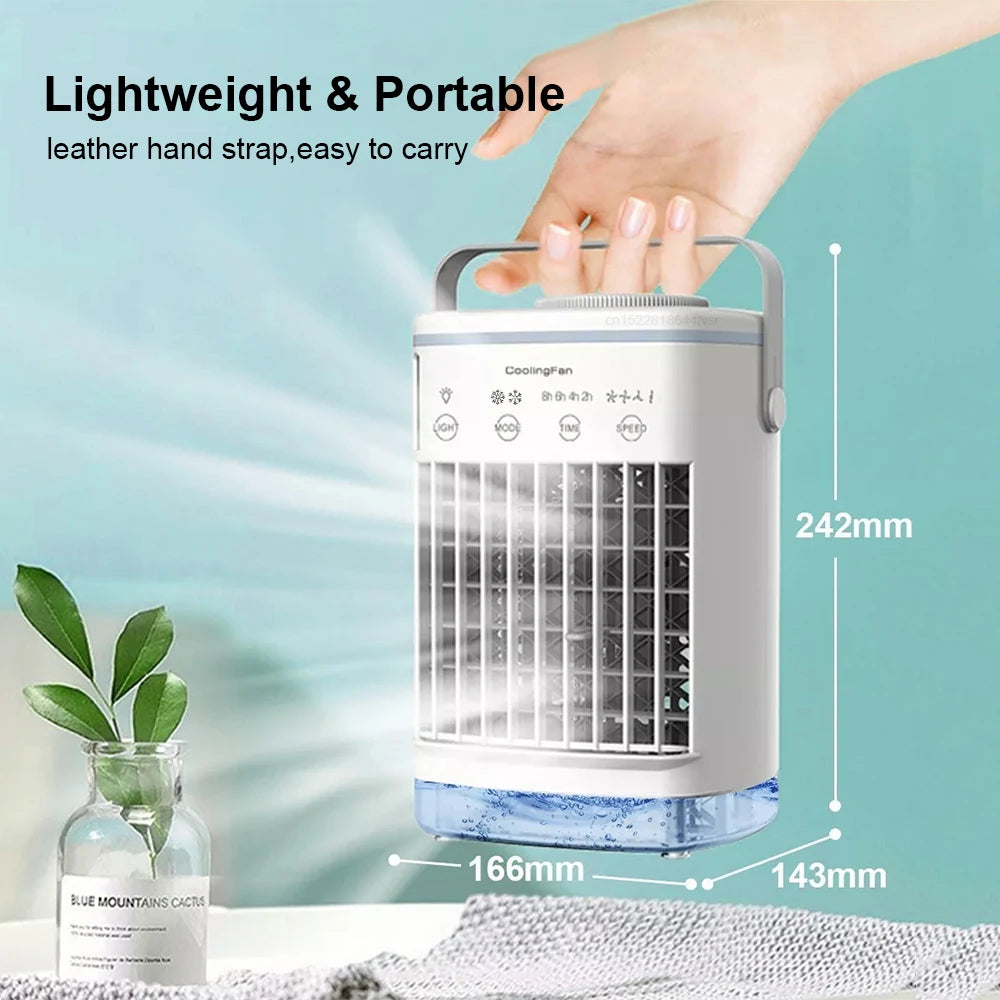 Portable Humidifier Fan Mini Air Cooling Fan USB Electric Conditioners Fan with LED Night Light for Home Air Cooling Humidifier