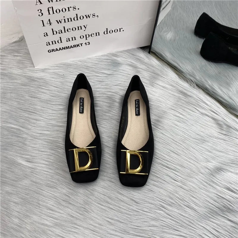 Luxury Square Toe Flat Shoes Soft Soled Ballet Shoes Pregnant Women's Shoes Thousand Bird Work Shoes Loafers Lolita Shoes