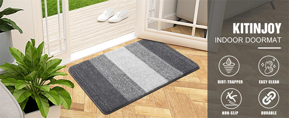 Olanly Door Mat Indoor Non-Slip Entrance Doormat Low Profile Mat Foot Mat Supe Absorbent Welcome Bathroom Rug Front Door Carpet