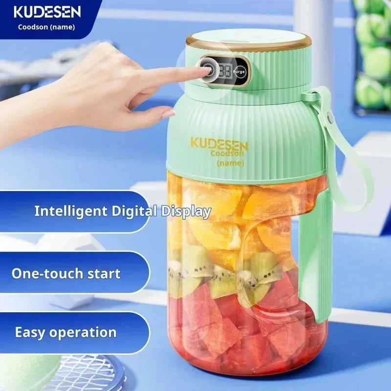 1200ML Electric Wireless Digital Display Mixer Portable Juicer Fruit Smoothie Juice Cup Rechargeable Smoothie Juicer 10 Blade