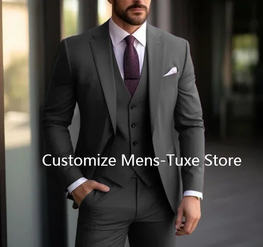 Purple Men's Suits Elegant Blazer Terno High Quality 3 Piece Jacket Pants Vest Set Business Outfits Costume Homme Slim Fit 2024