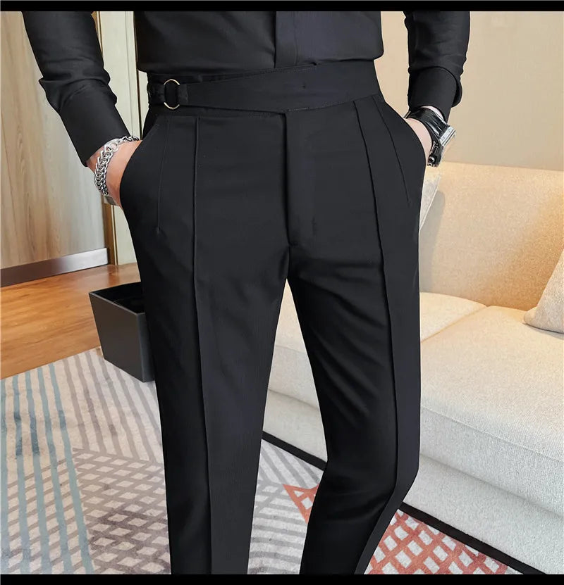 High Quality Men's Suit Pants Solid Color England Style Slim Fit Smart Casual Trousers Men Spring Autumn Fashion Suit Pants Man