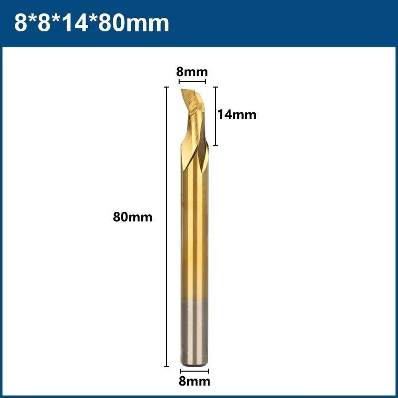 XCAN  Aluminum Spiral End Mill 8mm Shank HSS Milling Cutter Single Flute CNC Router Bit TiN Coated End Mill for Wood Cutting