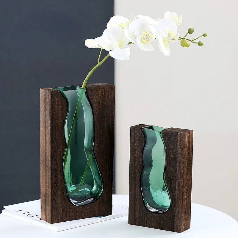 New Chinese Style Glass Vase Wholesale Decoration Home Accessories Living Room Entrance Hydroponic Flower Vase High-end Soft