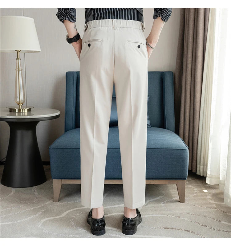 Men Dress Pants Trousers 2024 Autumn New British Style Straight Slim Fit formal Suit Pants Solid Casual Fashion Men Clothin