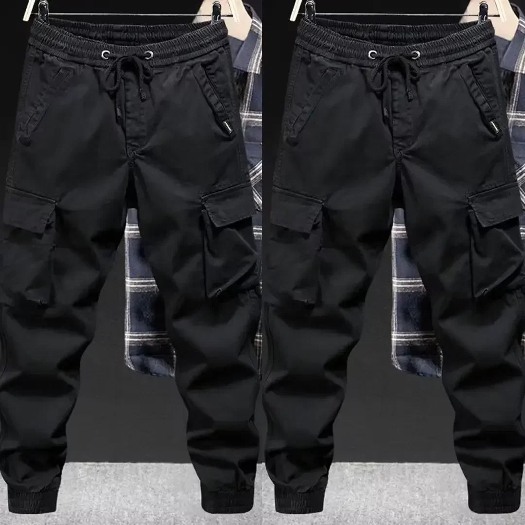 Trendy Brand Casual Cargo Pants Men's Loose Fit Solid Color Cargo Pants American Style Casual for Spring Autumn