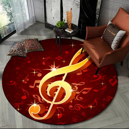 Piano Black White Key Music Symbol Area Rug,Round Carpet Rug for Living Room Bedroom Sofa Foot Pad Decor Non-slip Floor Mat Gift